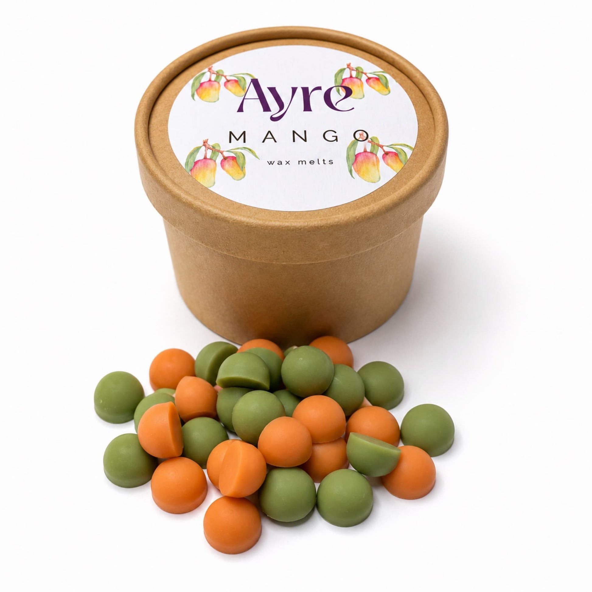 Bote de wax melts aroma mango de Ayre con melts de soja