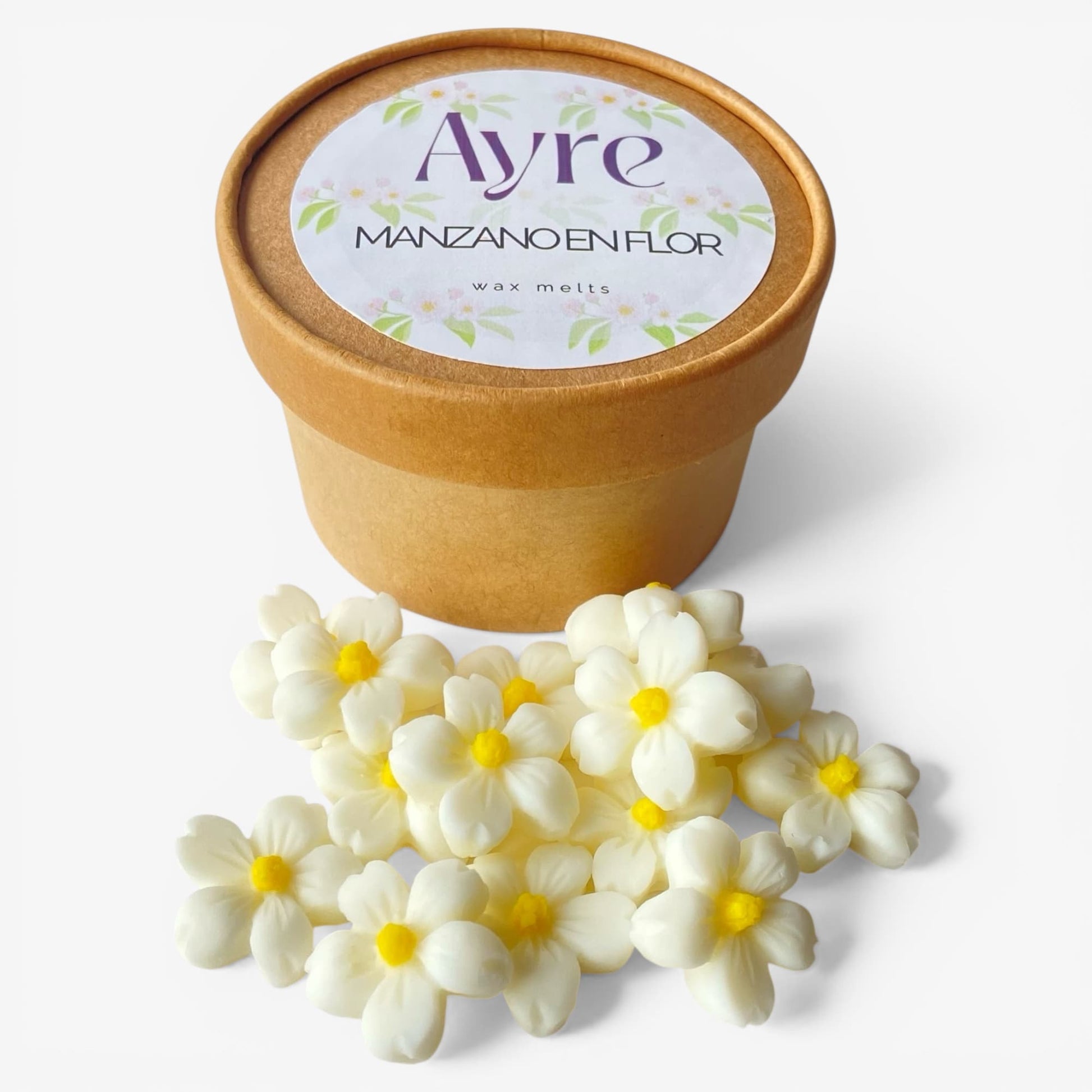 wax melts manzano en flor en tarro aroma floral y fresco ayre