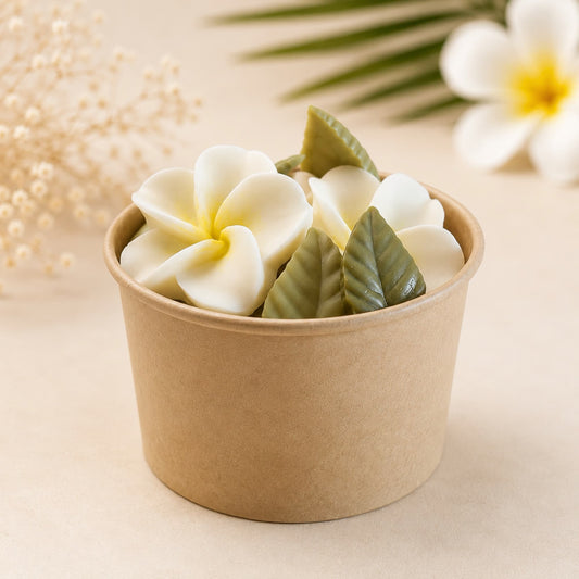 Wax melts Monoï de Ayre con flores de tiaré y hojas aromáticas.