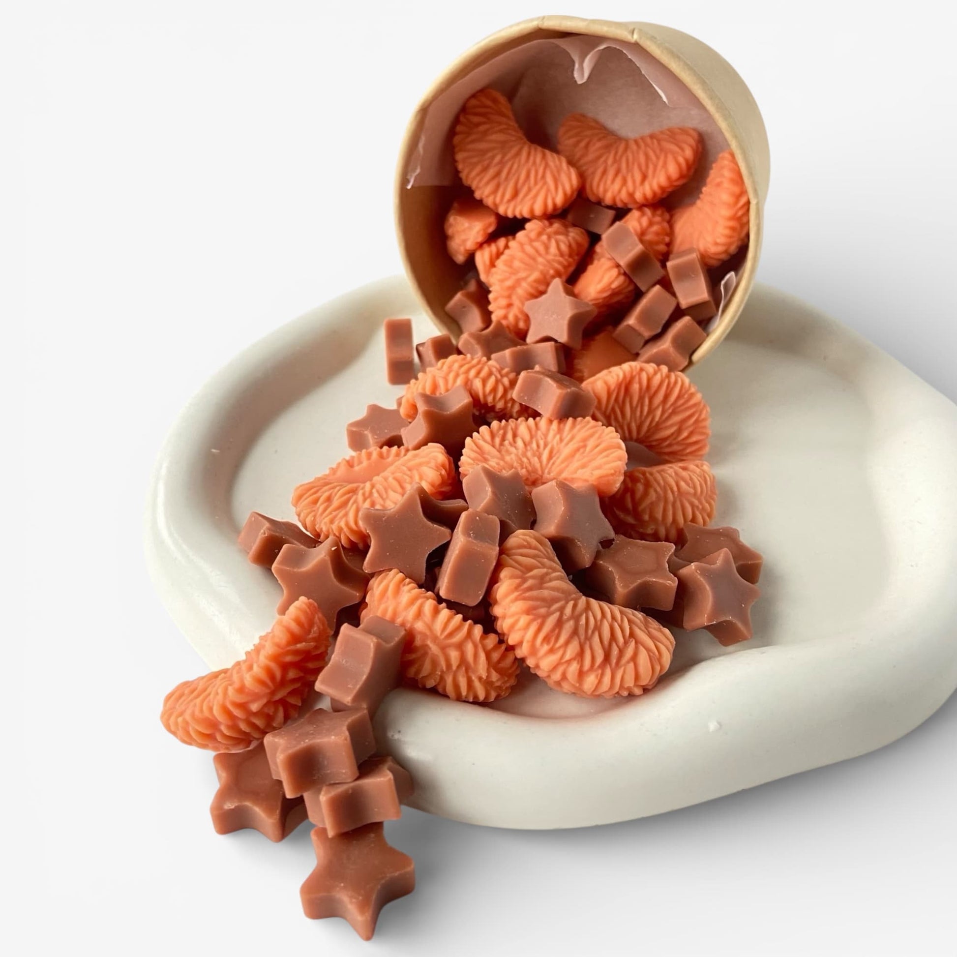 Wax melts de cera aromática naranja canela en diferentes formas para quemador