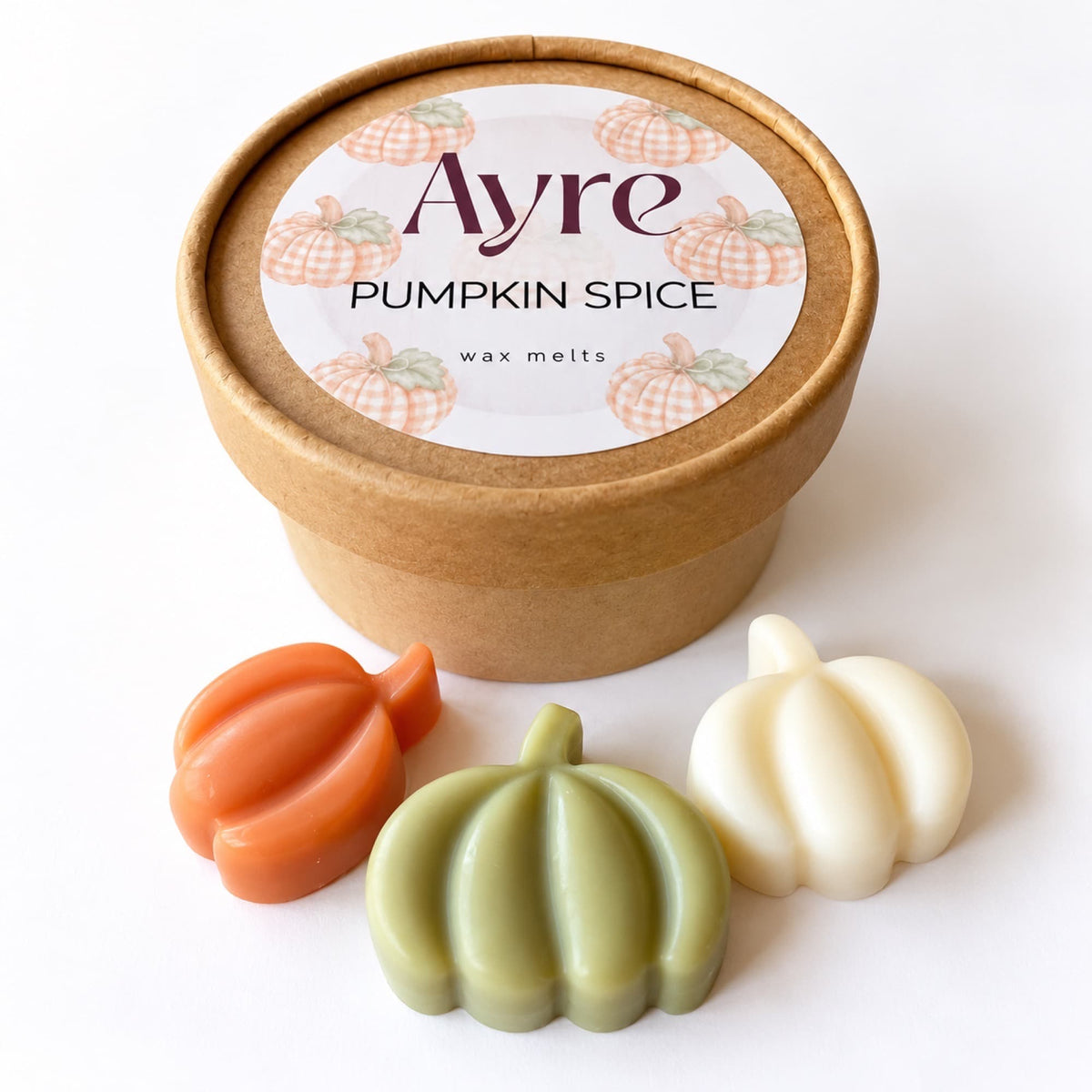 Wax melts Pumpkin Spice de Ayre en envase kraft con formas de calabaza