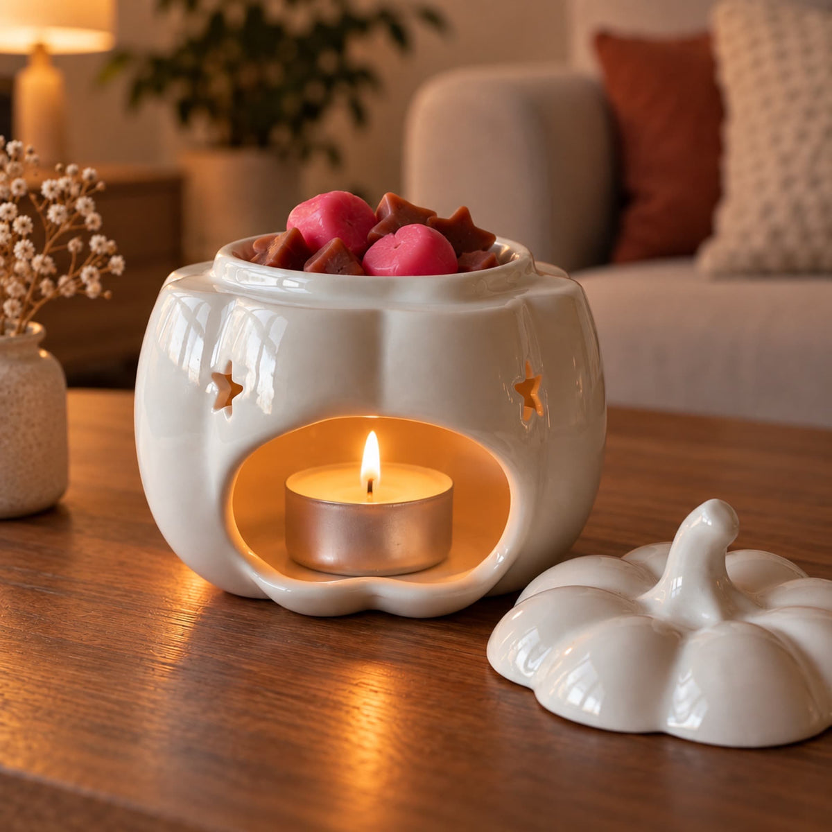 Wax melts Sidra dulce y canela de Ayre derritiéndose en quemador de cerámica