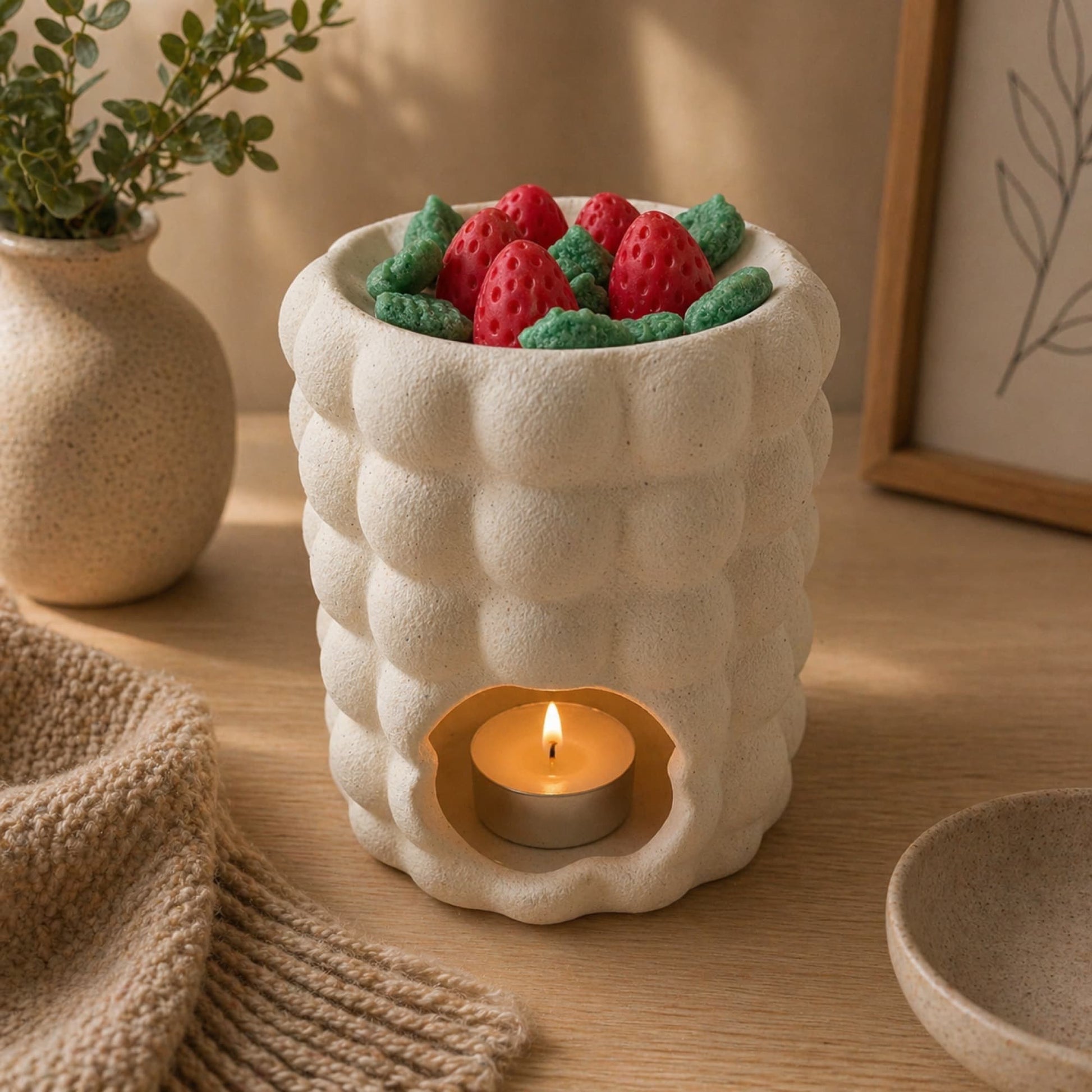 wax melts de soja aroma fresa y menta en quemador cera aromatica ayre