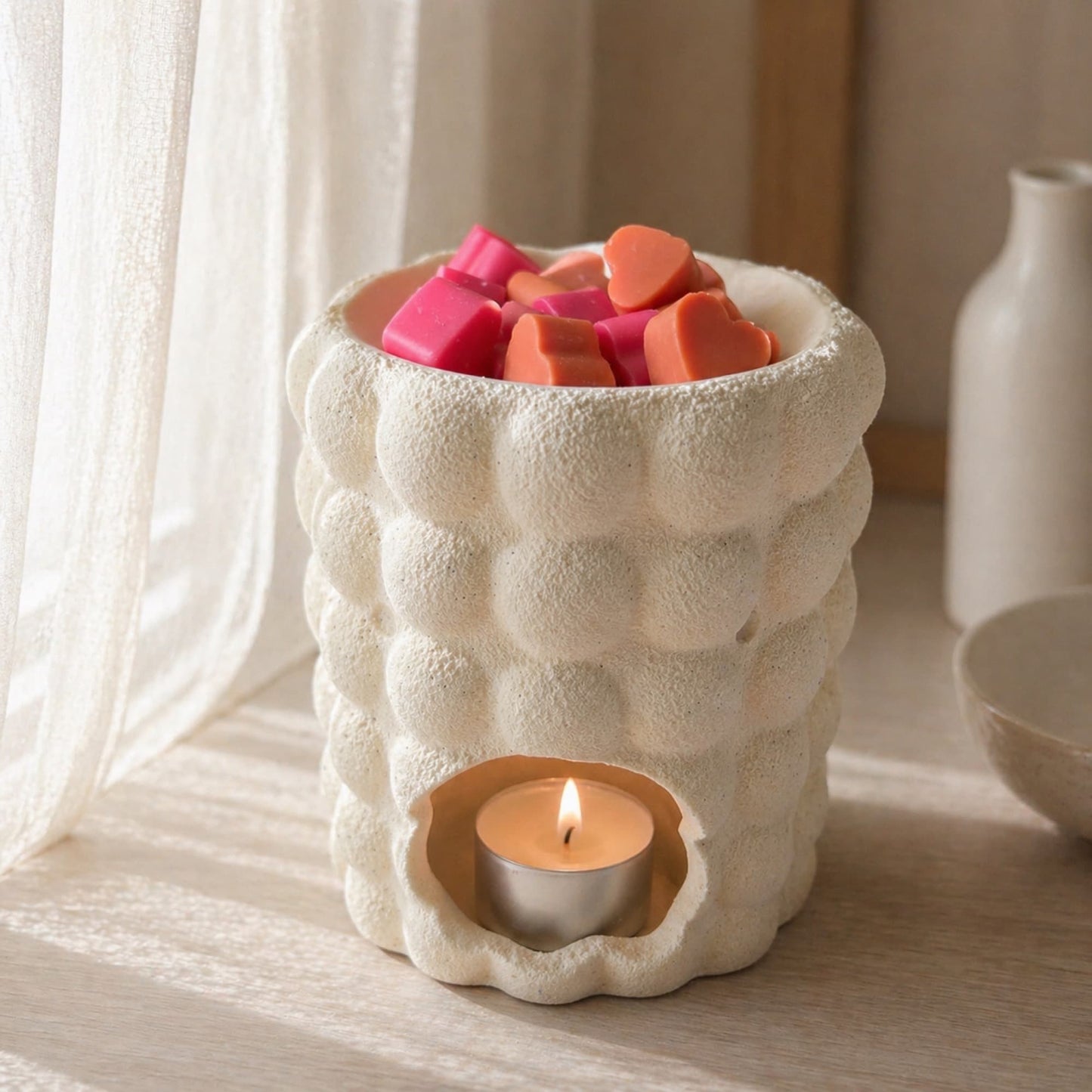 wax melts de soja aroma melocoton en quemador frutal cera aromatica ayre
