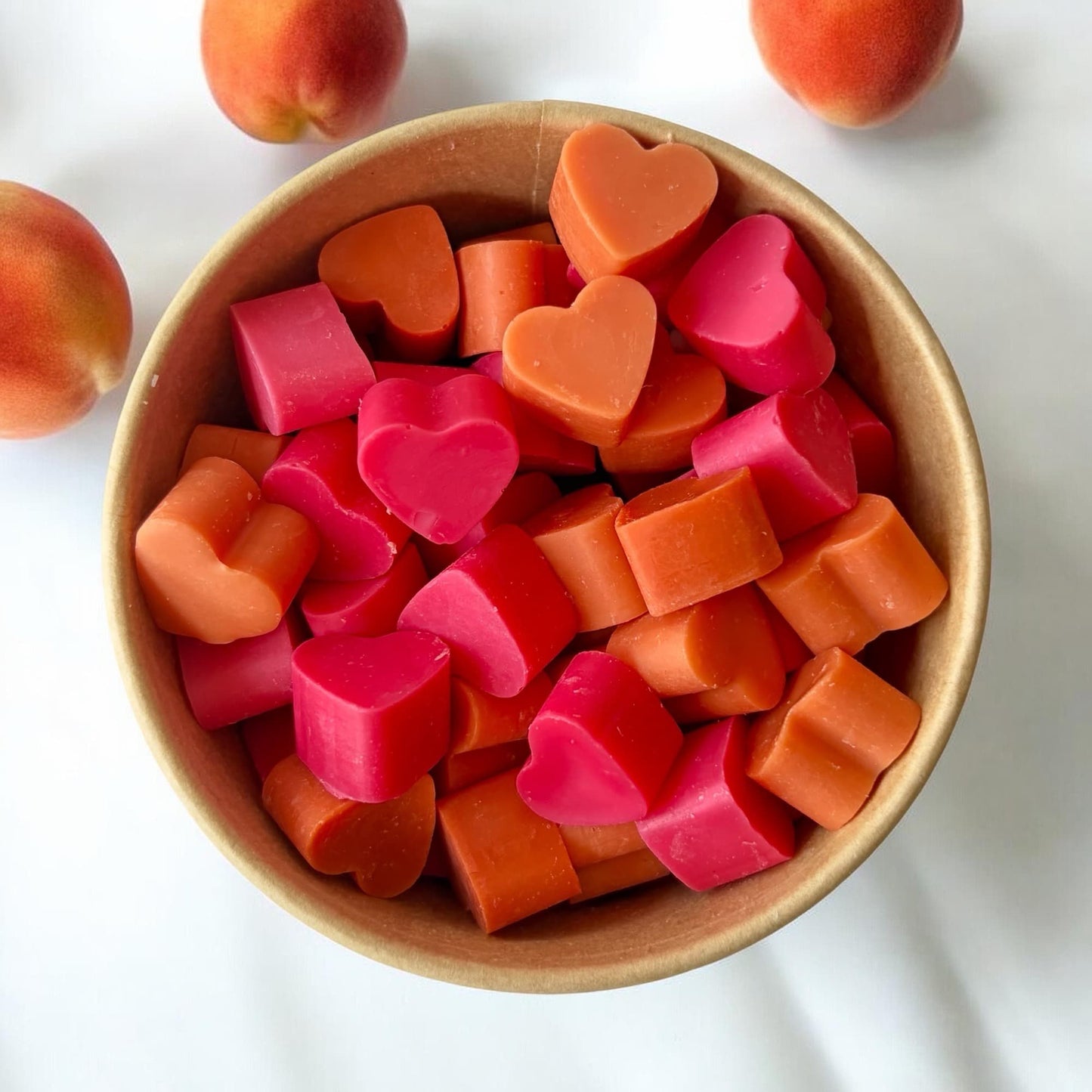 Wax melts de soja aroma melocotón con fragancia dulce y afrutada inspirada en fruta madura