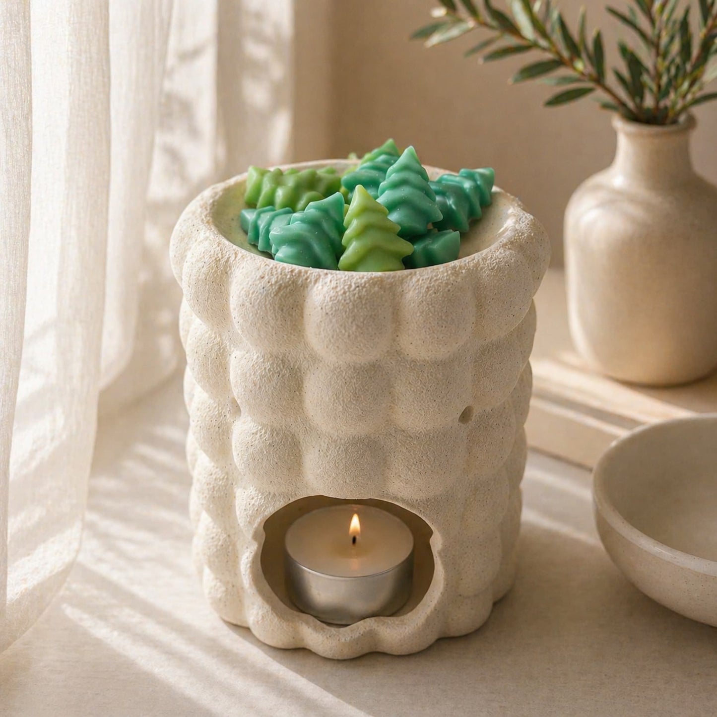 wax melts de soja en quemador aroma verde fresco ayre